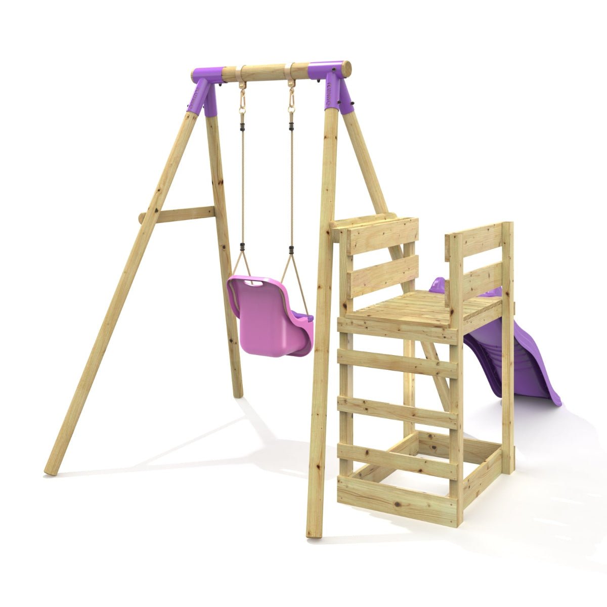 Rebo Single Swing Set with Slide - Pluto Purple