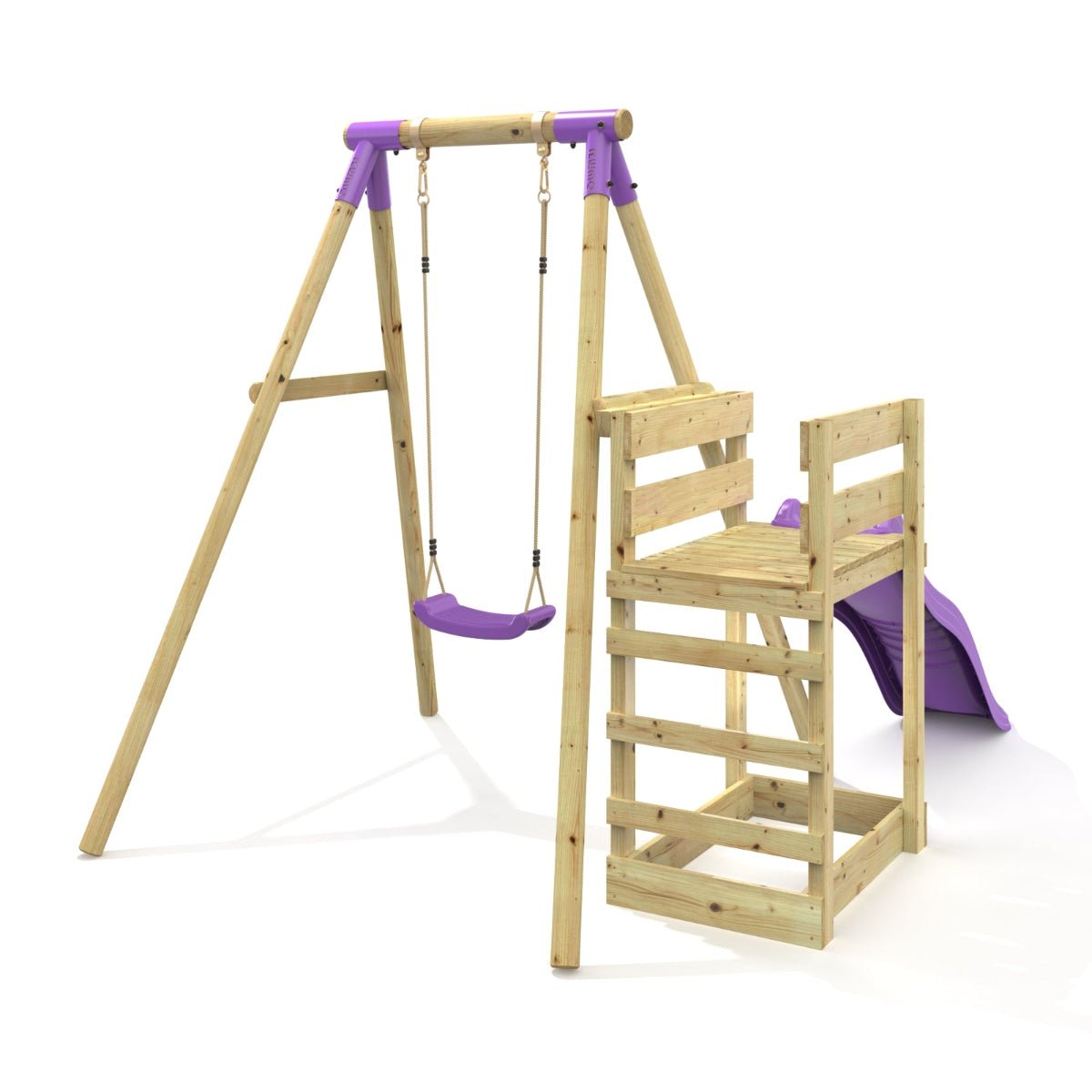 Rebo Single Swing Set with Slide - Solar Purple