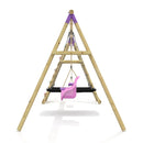 Rebo Triple Swing Set with Climbing Wall - Skye Purple