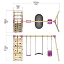 Rebo Triple Swing Set with Climbing Wall - Skye Purple