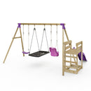 Rebo Triple Swing Set with Slide - Halley Purple