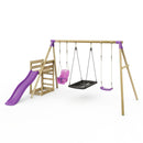 Rebo Triple Swing Set with Slide - Halley Purple
