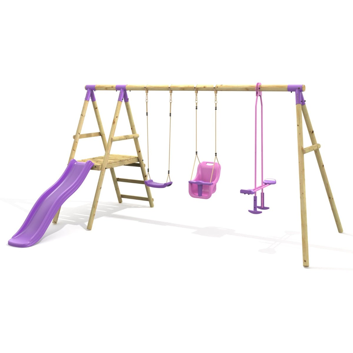 Rebo Triple Swing Set with Slide - Voyager Purple