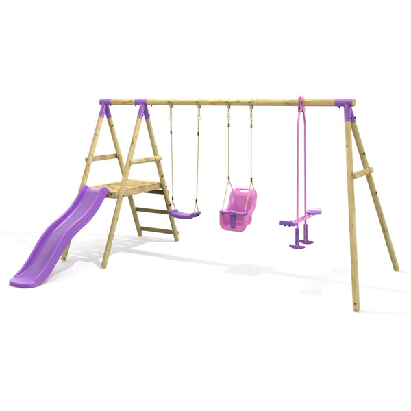 Rebo Triple Swing Set with Slide - Voyager Purple