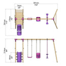 Rebo Triple Swing Set with Slide - Voyager Purple