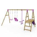 Rebo Voyager Wooden Swing Set with Platform and Slide Pink