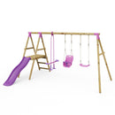 Rebo Voyager Wooden Swing Set with Platform and Slide Pink