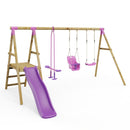 Rebo Voyager Wooden Swing Set with Platform and Slide Pink