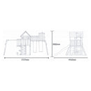 Rebo Wildwood Haven Tower Playhouse with Double Swing, Monkey Bars, Climbing Wall and Wave Slide