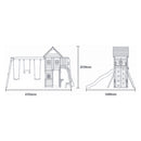 Rebo Wildwood Hideaway Tower Playhouse with Triple Swing, Climbing Wall and Wave Slide
