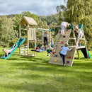 Rebo Wooden Climbing Frame with Swings, 2 Slides, Up & over Climbing wall and Monkey Bars - Cairngorm