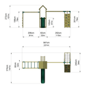 Rebo Wooden Climbing Frame with Swings, Slide, Up & Over Climbing Wall and Monkey Bars - Dolomite