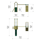 Rebo Wooden Climbing Frame with Swings, Slide, Up & Over Climbing Wall and Monkey Bars - Dolomite