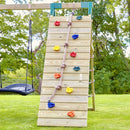 Rebo Climbing Frame with Double Swing and Slide plus Climbing Wall and Ninja Monkey Bars - Dolomite
