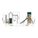 Rebo Wooden Climbing Frame with Vertical Rock Wall, Swing Set and Slide - Rushmore+
