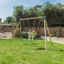Rebo Wooden Garden Double Swing Sets - Luna