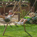 Rebo Wooden Garden Double Swing Sets - Luna