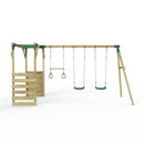 Rebo Wooden Garden Swing Set with Monkey Bars - Comet Green