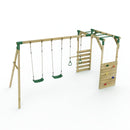 Rebo Wooden Garden Swing Set with Monkey Bars - Comet Green
