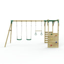 Rebo Wooden Garden Swing Set with Monkey Bars - Comet Green