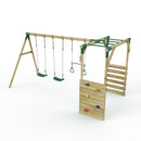 Rebo Wooden Garden Swing Set with Monkey Bars - Comet Green