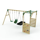 Rebo Wooden Garden Swing Set with Monkey Bars - Halley Green
