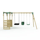 Rebo Wooden Garden Swing Set with Monkey Bars - Halley Green