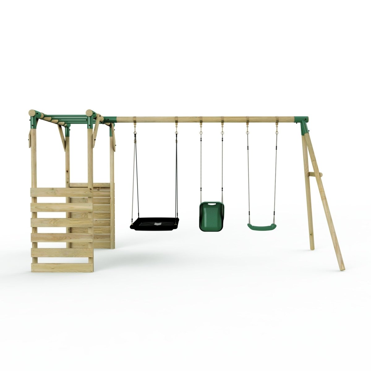 Rebo Wooden Garden Swing Set with Monkey Bars - Halley Green