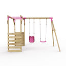 Rebo Wooden Garden Swing Set with Monkey Bars - Luna Pink