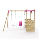 Rebo Wooden Garden Swing Set with Monkey Bars - Luna Pink