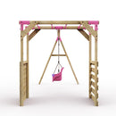 Rebo Wooden Garden Swing Set with Monkey Bars - Luna Pink
