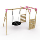 Rebo Wooden Garden Swing Set with Monkey Bars - Mercury Pink