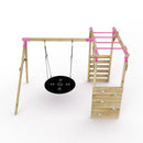 Rebo Wooden Garden Swing Set with Monkey Bars - Mercury Pink