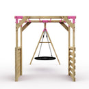 Rebo Wooden Garden Swing Set with Monkey Bars - Mercury Pink