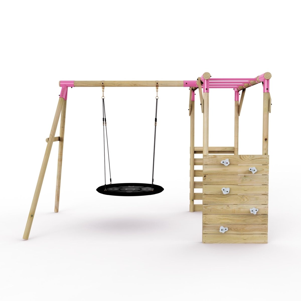 Rebo Wooden Garden Swing Set with Monkey Bars - Mercury Pink