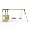 Rebo Wooden Garden Swing Set with Monkey Bars - Meteorite Green