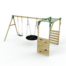 Rebo Wooden Garden Swing Set with Monkey Bars - Meteorite Green