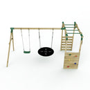 Rebo Wooden Garden Swing Set with Monkey Bars - Meteorite Green