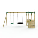 Rebo Wooden Garden Swing Set with Monkey Bars - Meteorite Green