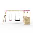 Rebo Wooden Garden Swing Set with Monkey Bars - Meteorite Pink