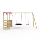 Rebo Wooden Garden Swing Set with Monkey Bars - Meteorite Pink