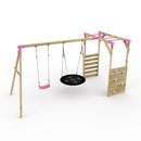 Rebo Wooden Garden Swing Set with Monkey Bars - Meteorite Pink