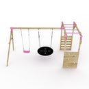 Rebo Wooden Garden Swing Set with Monkey Bars - Meteorite Pink
