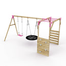Rebo Wooden Garden Swing Set with Monkey Bars - Meteorite Pink