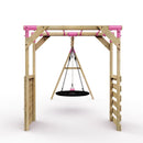 Rebo Wooden Garden Swing Set with Monkey Bars - Meteorite Pink