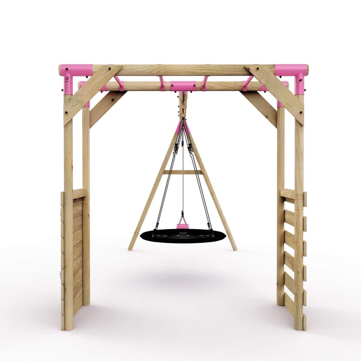 Rebo Wooden Garden Swing Set with Monkey Bars - Meteorite Pink