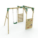 Rebo Wooden Garden Swing Set with Monkey Bars - Solar Green