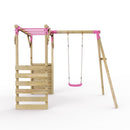 Rebo Wooden Garden Swing Set with Monkey Bars - Solar Pink