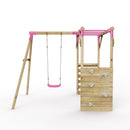 Rebo Wooden Garden Swing Set with Monkey Bars - Solar Pink