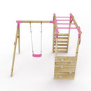 Rebo Wooden Garden Swing Set with Monkey Bars - Solar Pink